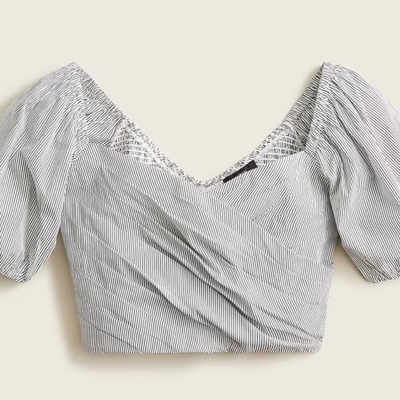 J. Crew Tops - J.Crew Puff-sleeve organic cotton cropped top in stripe